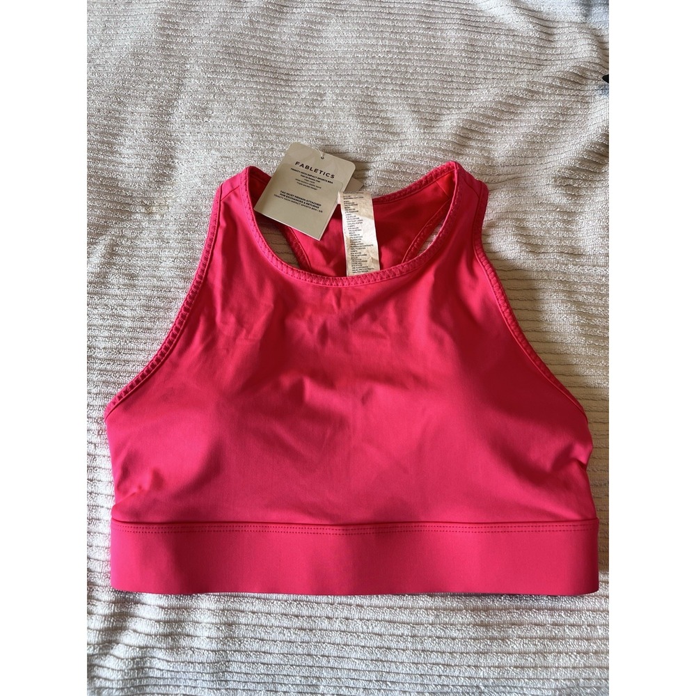 NWT $75 Fabletics Trinity High Impact Sports Bra in Fire Coral XS